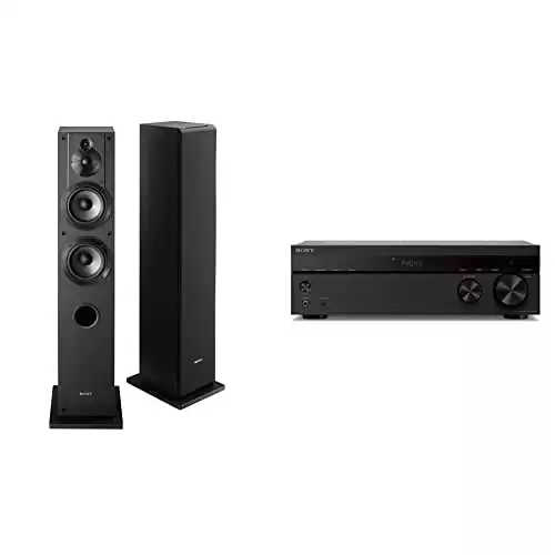 Sony SSCS3 3-Way Floor-Standing Speaker (Single) - Black & STRDH190 2-ch Home Stereo Receiver with Phono Inputs & Bluetooth Black