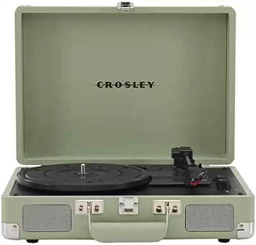 Crosley CR8005F-MT Cruiser Plus Vintage 3-Speed Bluetooth in/Out Suitcase Turntable, Mint