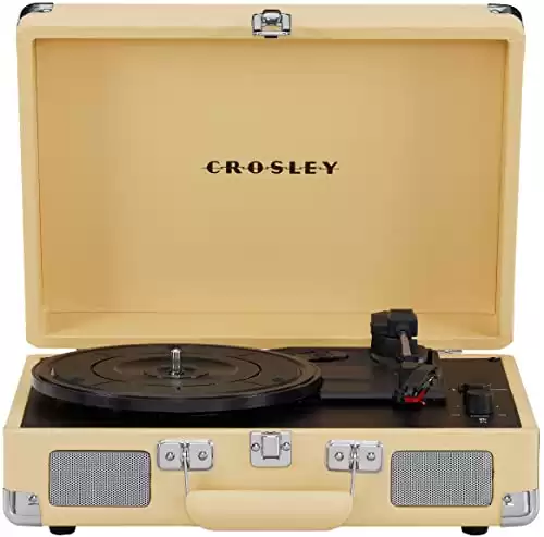 Crosley CR8005F-FW Cruiser Plus Vintage 3-Speed Bluetooth in/Out Suitcase Turntable, Fawn