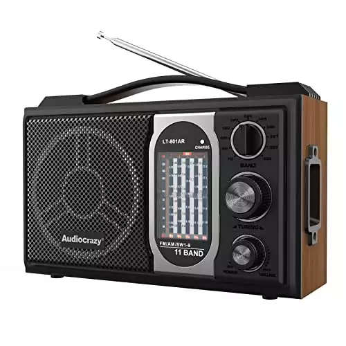 AM/FM/SW1-9 Radio Shortwave Transistor Radio AC or Battery Operated with Best Reception Big Speaker and Precise Tuning Knob with 3.5mm Earphone Jack