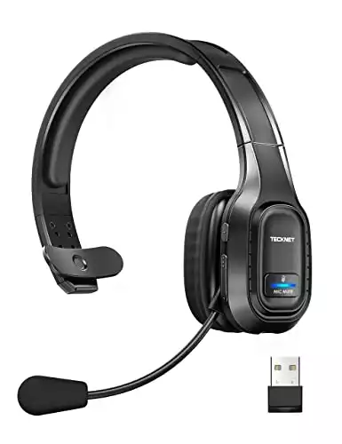 TECKNET Trucker Bluetooth Headset with Microphone Noise Canceling Wireless