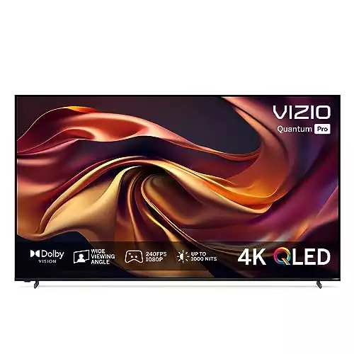 VIZIO 75-inch Quantum Pro 4K QLED 120Hz Smart TV with 1,000 nits Brightness, Dolby Vision, Local Dimming, 240FPS @ 1080p PC Gaming, WiFi 6E, Apple AirPlay, Chromecast Built-in (VQP75C-84, New)