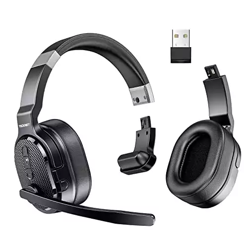 TECKNET Wireless Bluetooth Trucker Headset with Microphone Noise Cancelling 3 EQ Music Modes