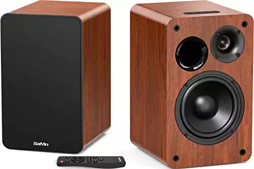 Saiyin Bluetooth Bookshelf Speakers for Record Player, Powered Studio Monitor Speaker with 5.2 Inch Woofer