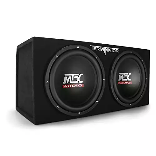 MTX Audio Terminator Series TNE212D 1,200-Watt 2 Ohm Single Voice Coil Dual 12-Inch Loaded Car Subwoofer Bass Enclosure, Black